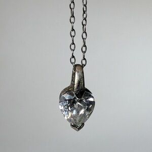Sterling Silver Heart Pendant Necklace with Clear Crystal